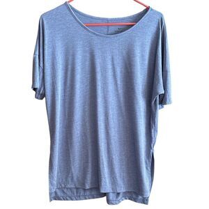 Nike Dri-fit Yoga Layer Women's Short-Sleeve Relaxed Training Top Blue Medium